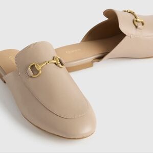 Quince Beige Mules with Gold Detail